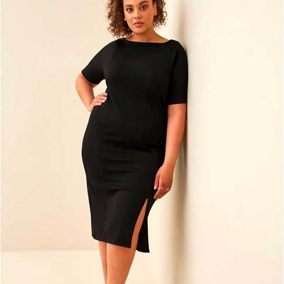 torrid Dresses & Skirts - NWT TORRID MIDI DRESS BODYCON DRESS SOFT KNIT WRINKLE RESISTANT BLACK - Size 2X